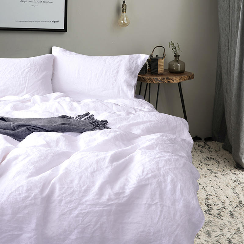 Hypoallergenic Full/Double Linen Sheet Set Sa Mga Neutral na Kulay